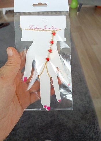 Renkli Boncuklu Altın Renkli Kadın El Zinciri - Görsel 2