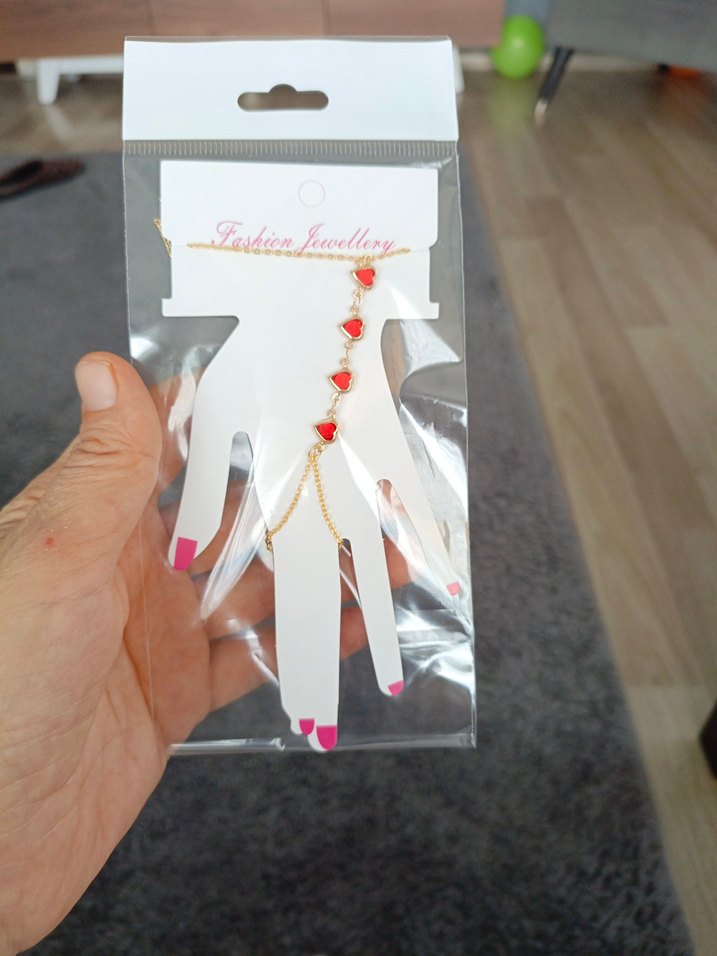 Renkli Boncuklu Altın Renkli Kadın El Zinciri - Görsel 4