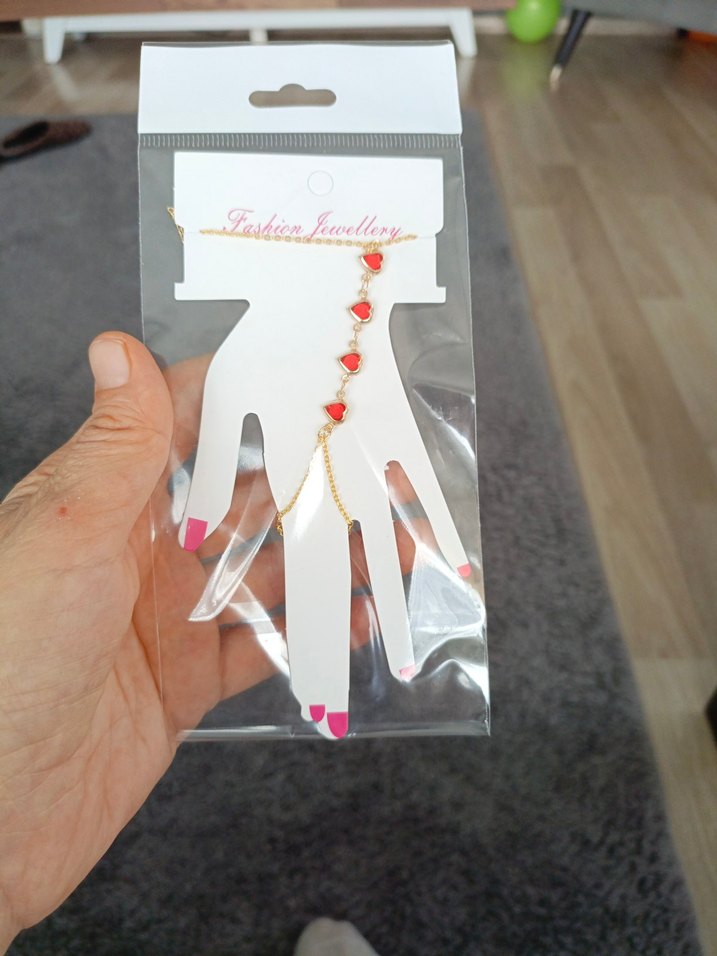 Renkli Boncuklu Altın Renkli Kadın El Zinciri - Görsel 5