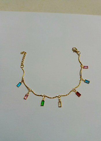 Renkli Taşlı Zincir Detaylı Kadın halhal - Görsel 8