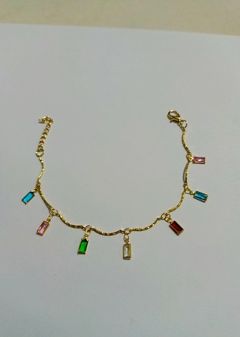 Renkli Taşlı Zincir Detaylı Kadın halhal - Görsel 6