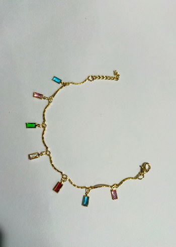 Renkli Taşlı Zincir Detaylı Kadın halhal - Görsel 7