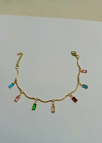 Renkli Taşlı Zincir Detaylı Kadın halhal - Görsel 3