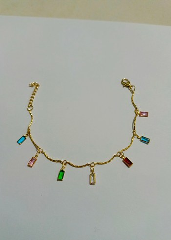 Renkli Taşlı Zincir Detaylı Kadın halhal - Görsel 2