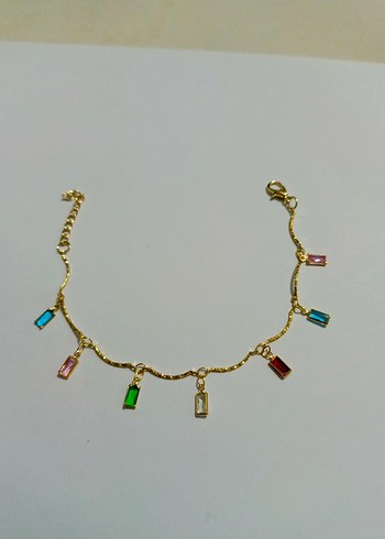 Renkli Taşlı Zincir Detaylı Kadın halhal - Görsel 5