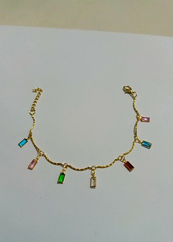 Renkli Taşlı Zincir Detaylı Kadın halhal - Görsel 4