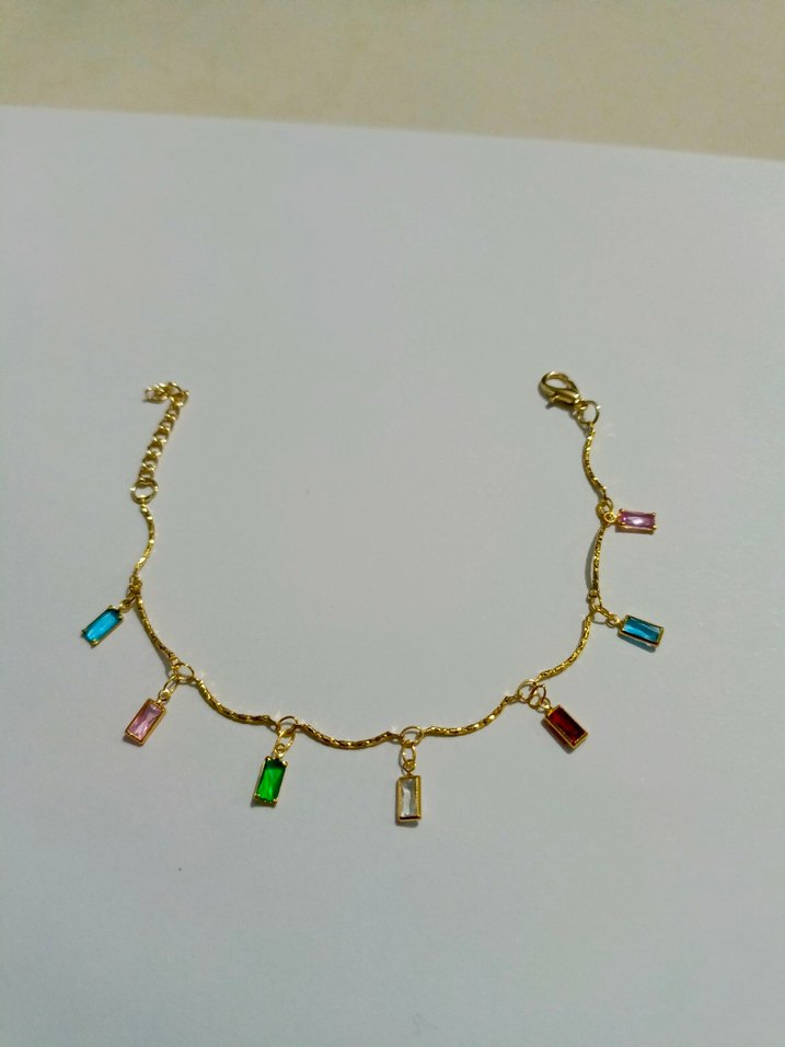 Renkli Taşlı Zincir Detaylı Kadın halhal - Görsel 3