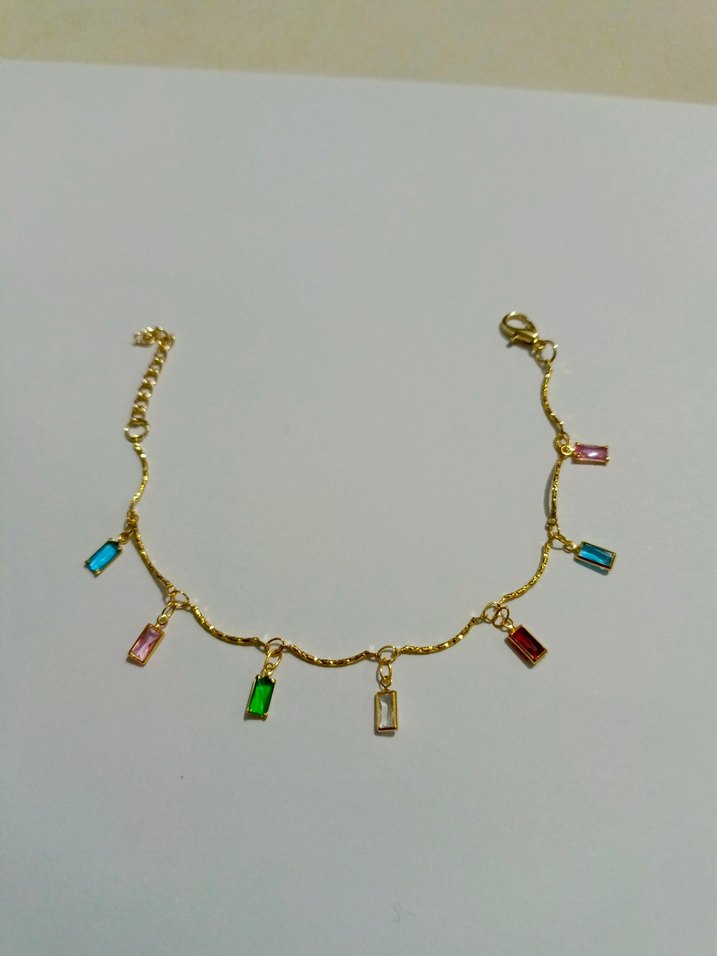Renkli Taşlı Zincir Detaylı Kadın halhal - Görsel 2