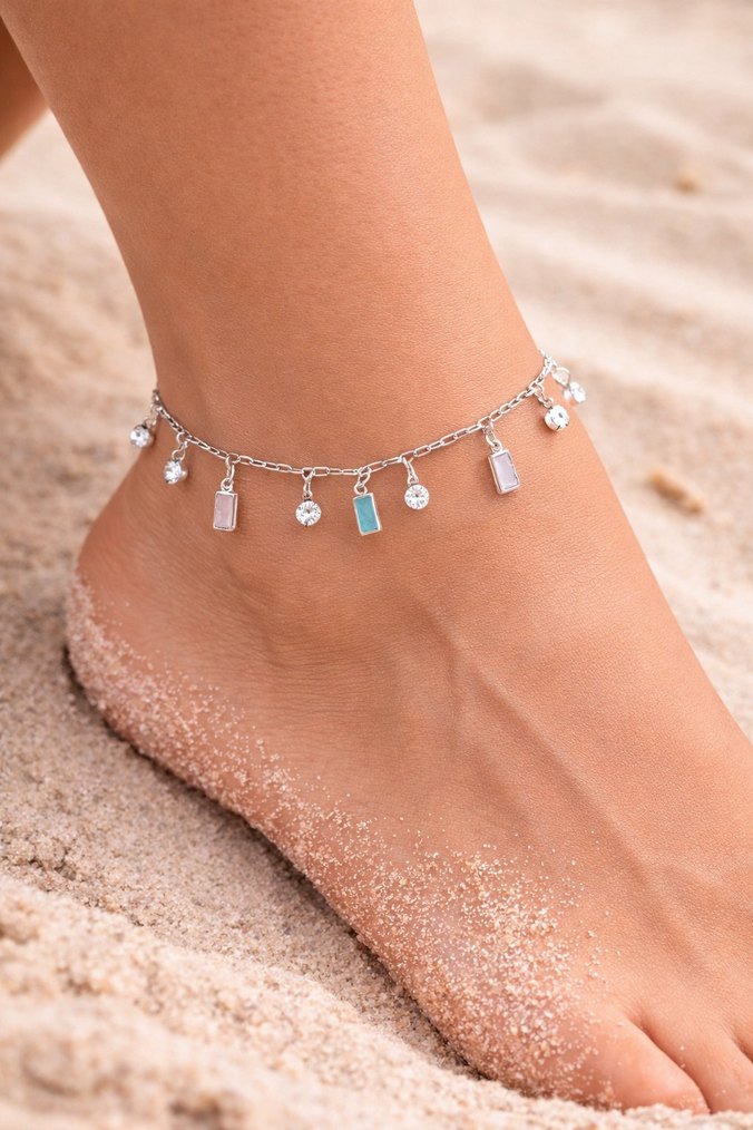 Turkuaz Boncuklu Bohem Halhal - Görsel 4