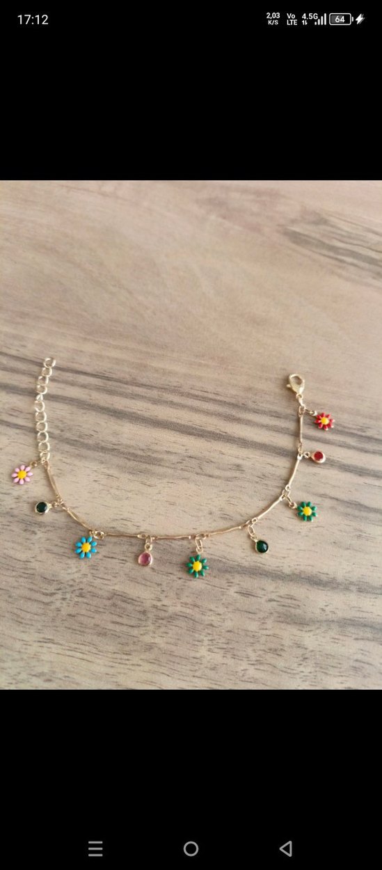 Renkli Boncuklu Çiçekli Kadın Halhal - Görsel 3