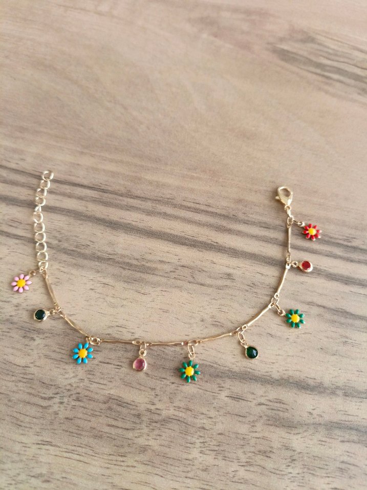 Renkli Boncuklu Çiçekli Kadın Halhal - Görsel 2