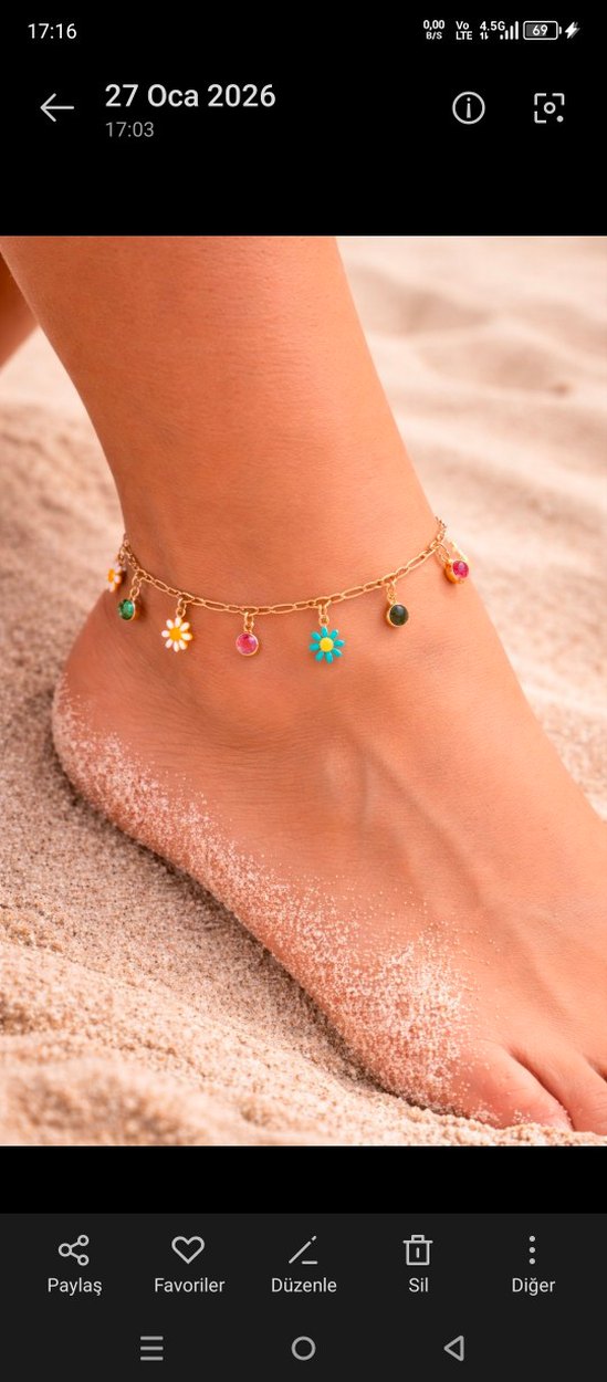 Renkli Boncuklu Çiçekli Kadın Halhal - Görsel 4