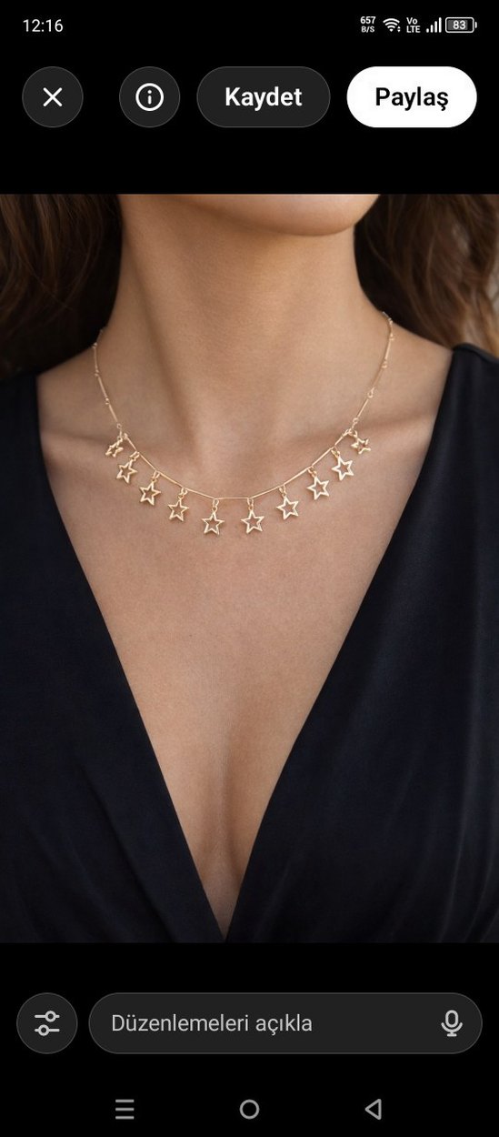 Altın Renkli Zincir Detaylı Yıldız Kolye - Görsel 3