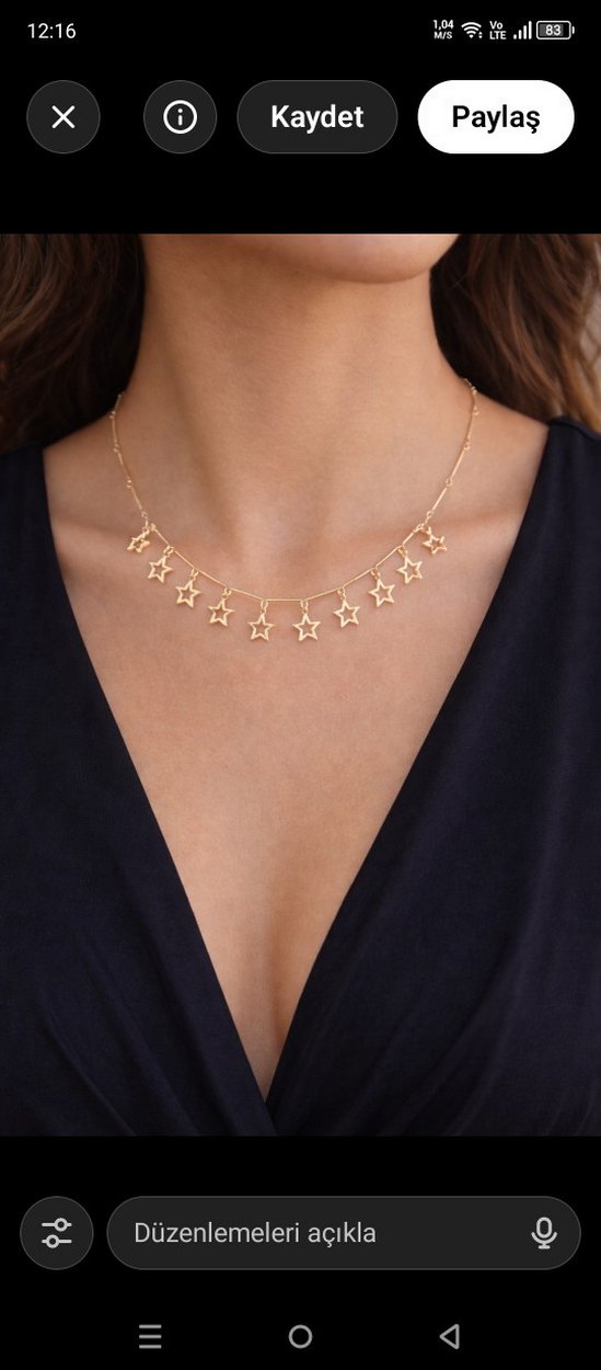 Altın Renkli Zincir Detaylı Yıldız Kolye - Görsel 2