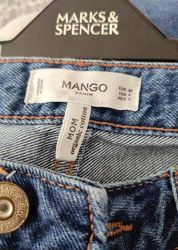 Mango Baskılı Düğmeli Kadın Mom Jean