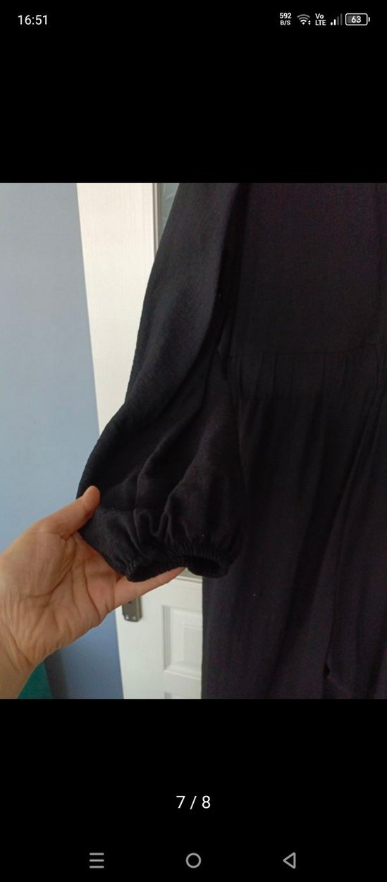 Siyah Uzun Keten tulum, Uzun Kollu, Salaş Kesim bol paça — görsel 7/10
