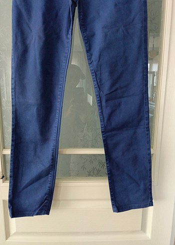 36 Beden mavi Renk Kemerli Lacivert Kadın Denim Pantolon