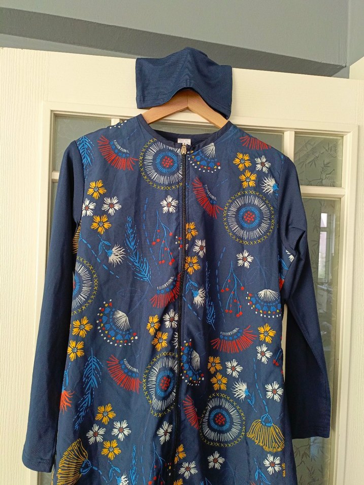 Renkli Baskılı Mavi Haşema - Görsel 5