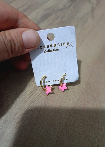 Beden Mini Pembe Yıldızlı Parlak Küpeler