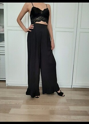 Zara Zara Siyah Bol Paça Pantolon 