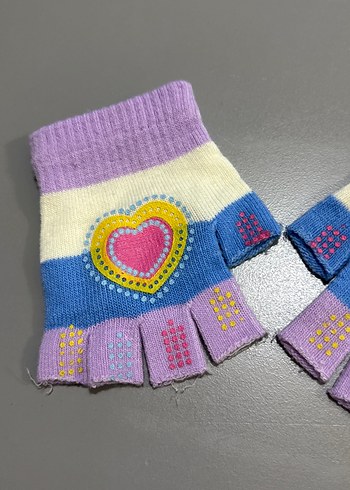 Renkli Örgü Kız Parmaksız Eldiven - Görsel 2