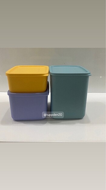  Beden çeşitli Renk Tupperware Kübik kare 3Lü Set