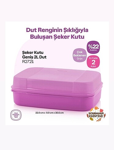 Tupperware Şeker Kutu - 2 Litre Dut