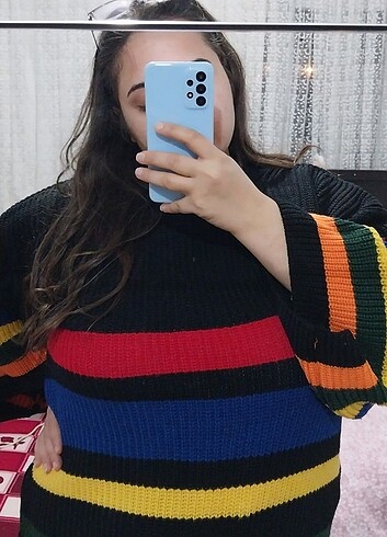 xxl Beden Çizgili triko kazak