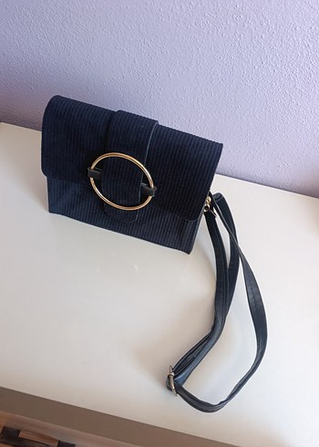 Siyah Süet Tokalı Kadın Çanta - Görsel 2