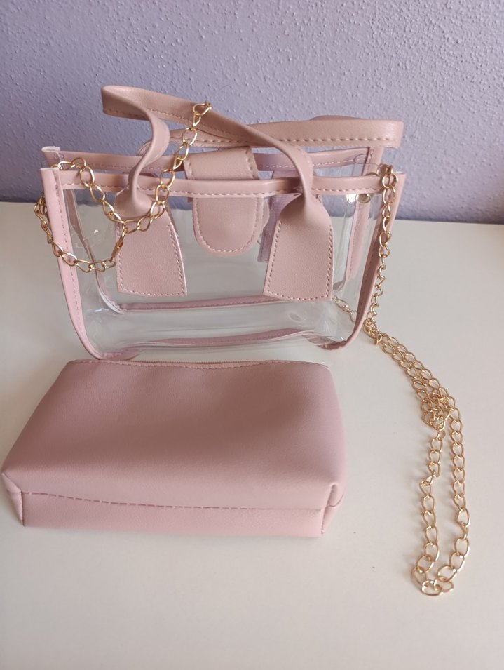 Pembe Pastel Fermuarlı Minimalist Çanta - Görsel 4