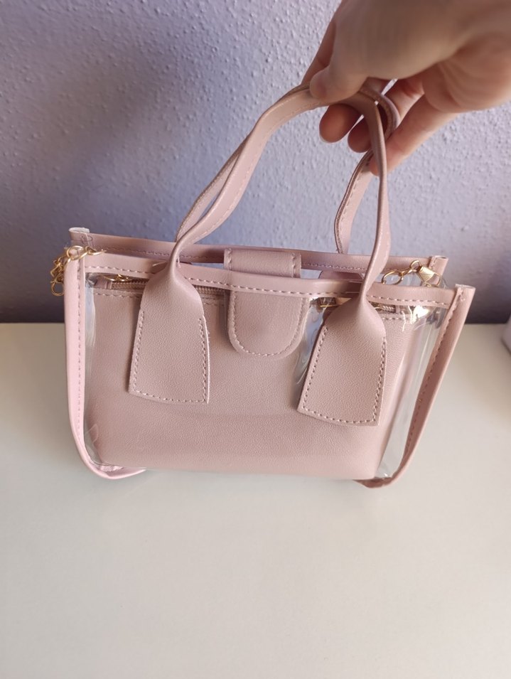 Pembe Pastel Fermuarlı Minimalist Çanta - Görsel 2