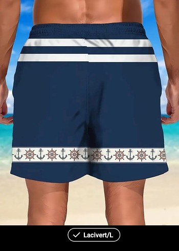 Lacivert Bağcıklı Erkek Deniz Şortu - Görsel 2