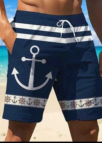 Lacivert Bağcıklı Erkek Deniz Şortu - Görsel 3