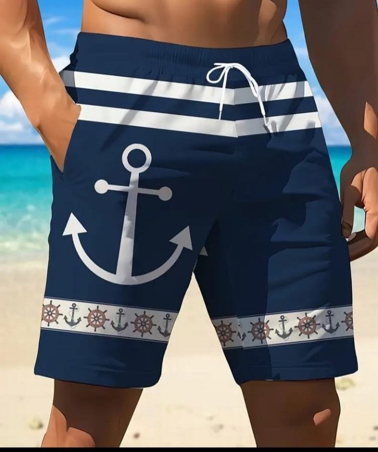 Lacivert Bağcıklı Erkek Deniz Şortu - Görsel 3