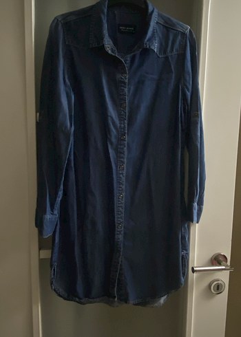 Rodi Mood Lacivert Düğmeli Denim Midi Gömlek