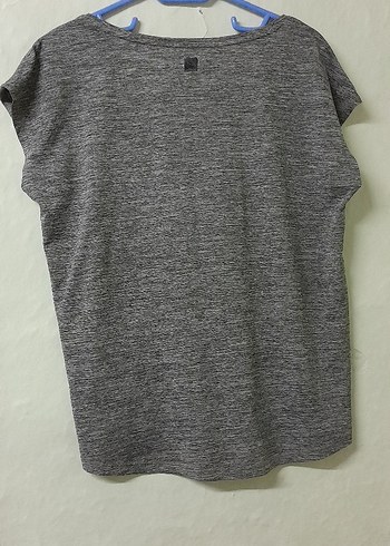 Gri Kadın Kısa Kollu Salaş Tişört - Görsel 2