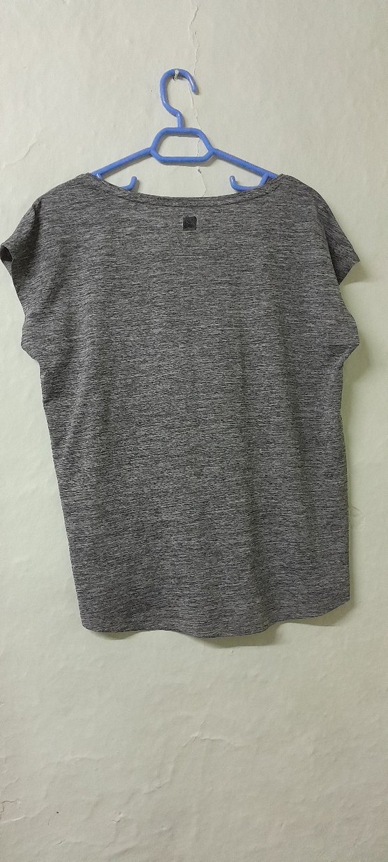 Gri Kadın Kısa Kollu Salaş Tişört - Görsel 2