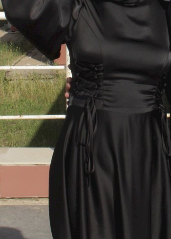 Uzun Siyah Gotik Kadın Abiye Elbise