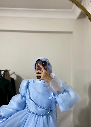 38 Beden mavi Renk Merve öden abiyesi prenses model kabarık randevulu