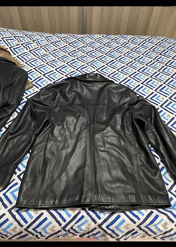 Düğmeli Siyah Deri erkek Ceket - Görsel 2