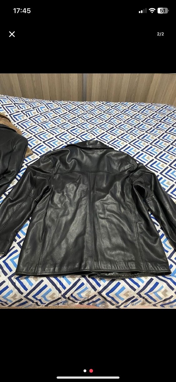 Düğmeli Siyah Deri erkek Ceket - Görsel 2