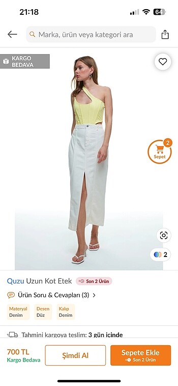Kot yırtmaçlı uzun etek