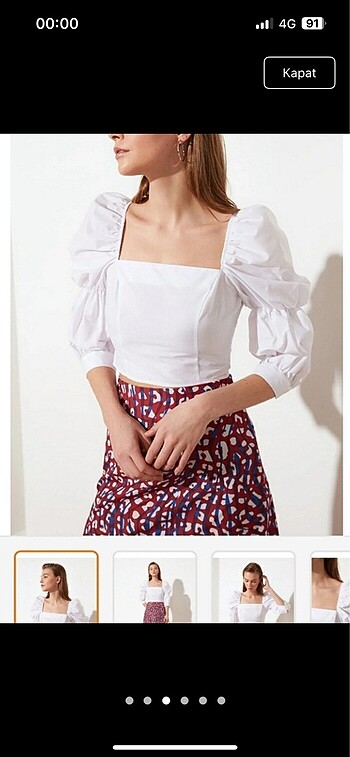 xl Beden Crop balon kollu bluz