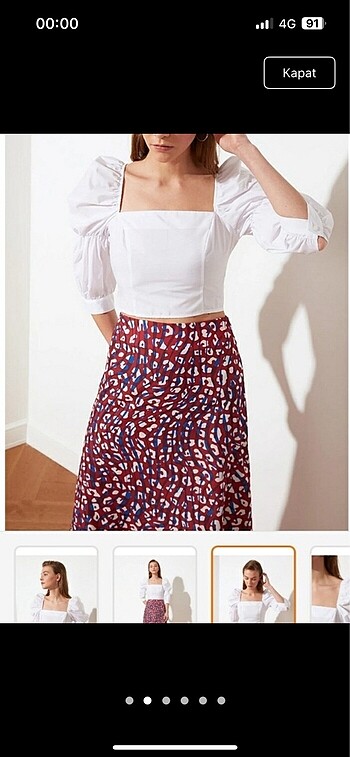 xl Beden beyaz Renk Crop balon kollu bluz