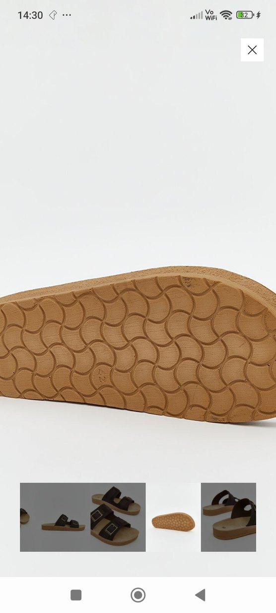 Erkek Kahverengi Deri Tokalı terlik - Görsel 2