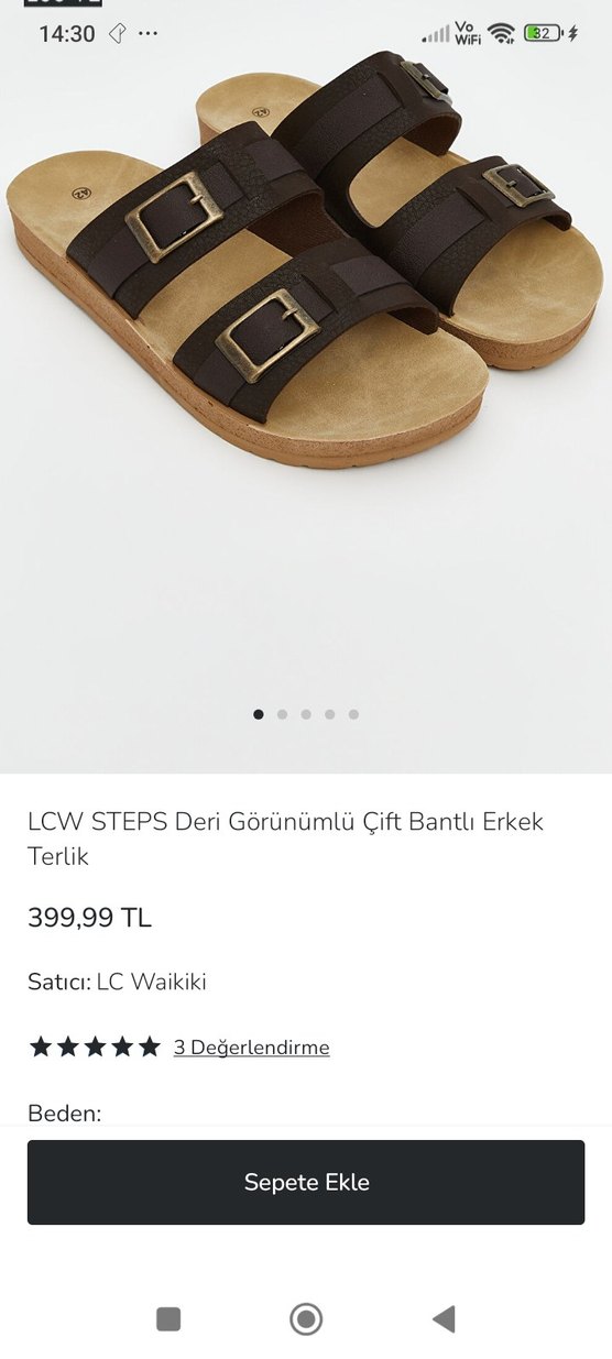 Erkek Kahverengi Deri Tokalı terlik - Görsel 4