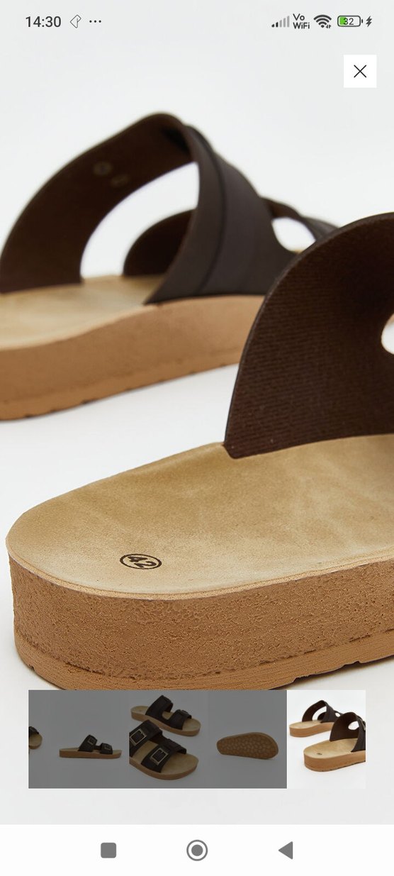 Erkek Kahverengi Deri Tokalı terlik - Görsel 3