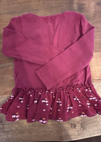 Bordo Kız Çocuk Uzun Kollu Fırfırlı Tişört - Görsel 4