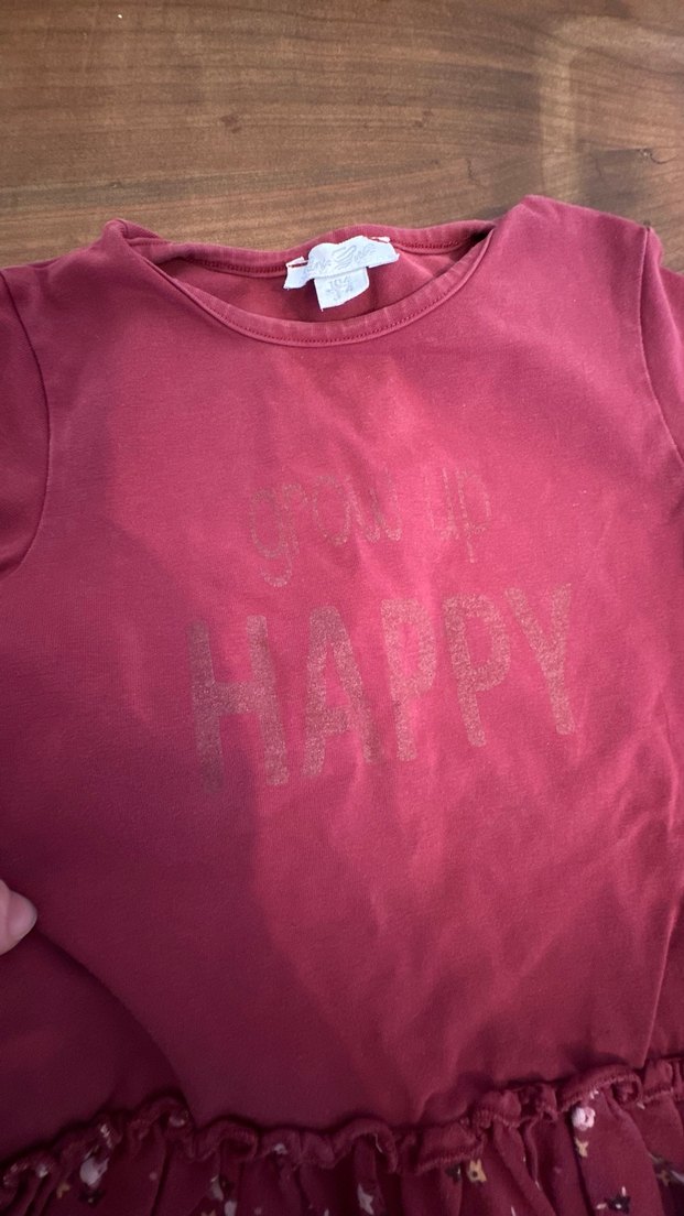 Bordo Kız Çocuk Uzun Kollu Fırfırlı Tişört - Görsel 3