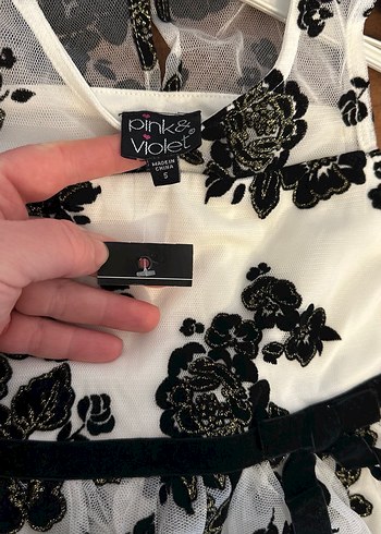 Dantelli Siyah Beyaz Kız Elbisesi - Görsel 5